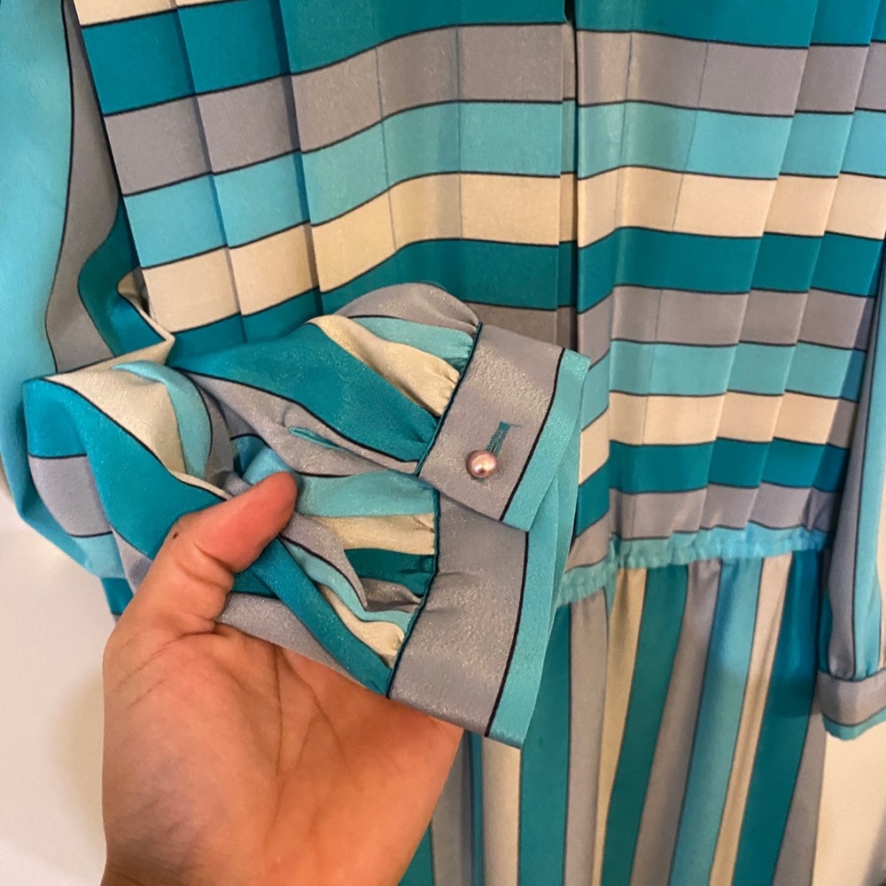 Vintage 90s Blue and White Stripe Diana Dress